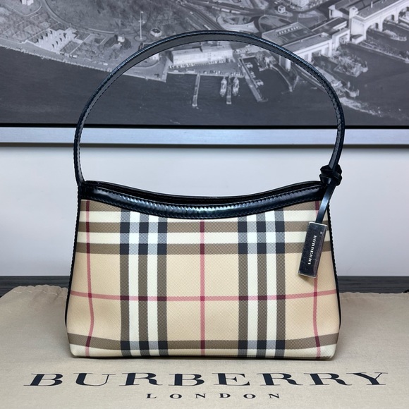 BURBERRYS Authentic Vintage Jacquard Nova Check Should Bag